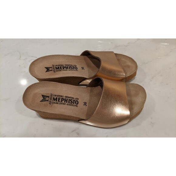 Mephisto Women's Lise Slide Sandal Wedge Heel Pink Metallic EXCELLENT! 36/6 - Picture 14 of 15